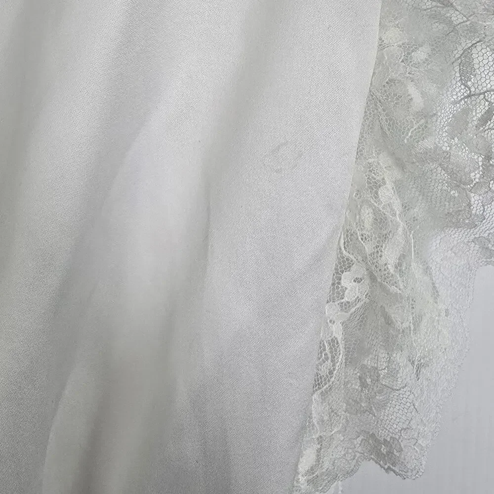 Jaclyn Smith Vintage 90s Satin Lace Lingerie Top Off White Sheer Waist Large - Picture 5 of 7